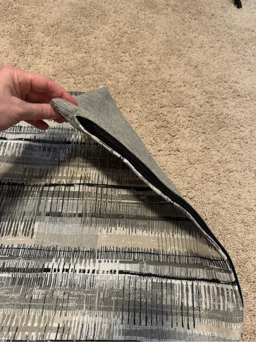 Neutral Abstract Stripe Throw Pillow Covers - Set of 3